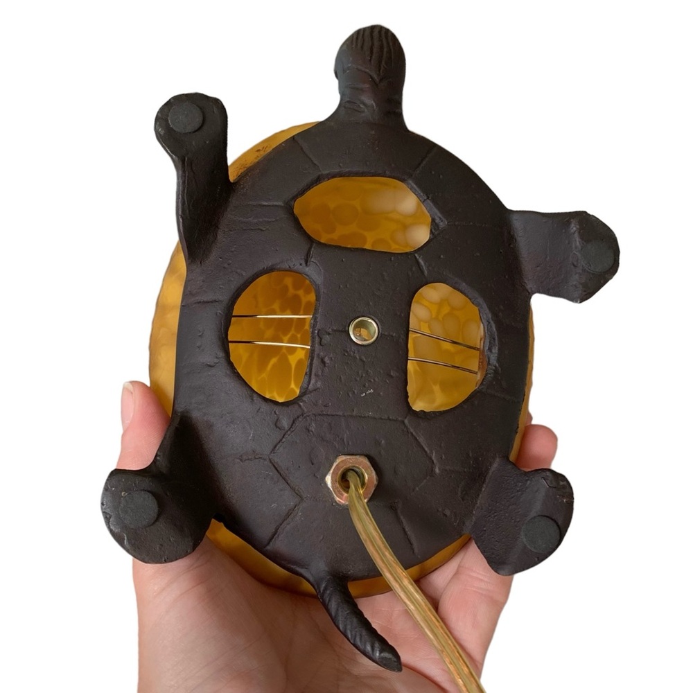 Vintage 90’s Meyda Tiffany Amber Turtle Light (Baby Nightlight Nursery Tortoise) - Picture 4 of 12